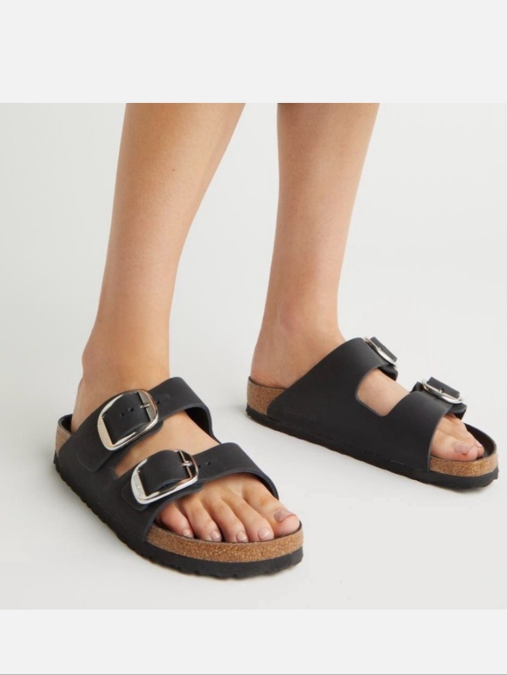 Birkenstock Arizona Big Double Buckle Slide Sandals Black Oiled Leather Size 38